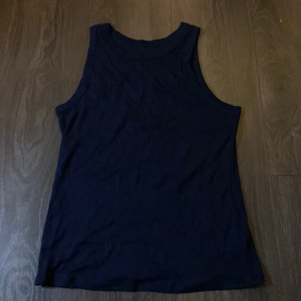 a brand new day, XXL dark blue ribbed halter tank